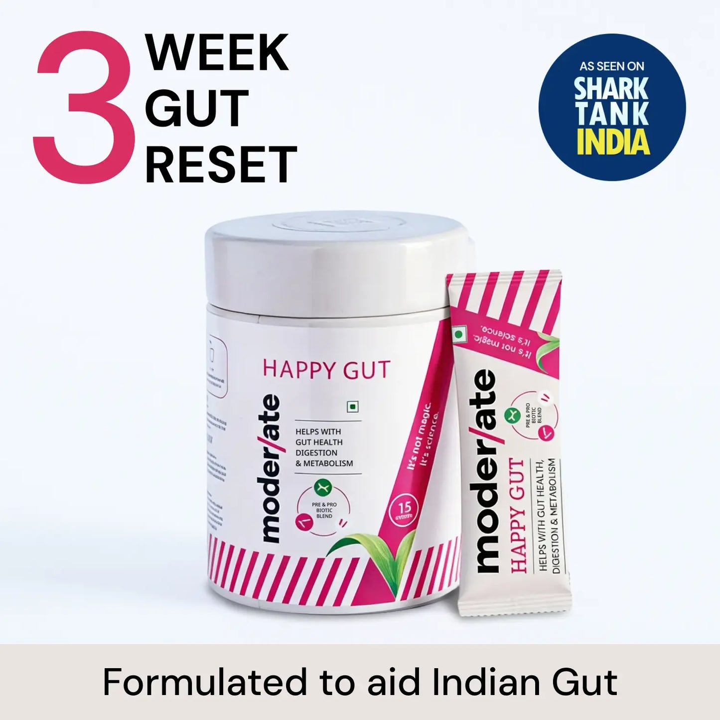 Happy Gut Pre & Probiotic Powder - Boost Digestion, Metabolism & overall Gut Health